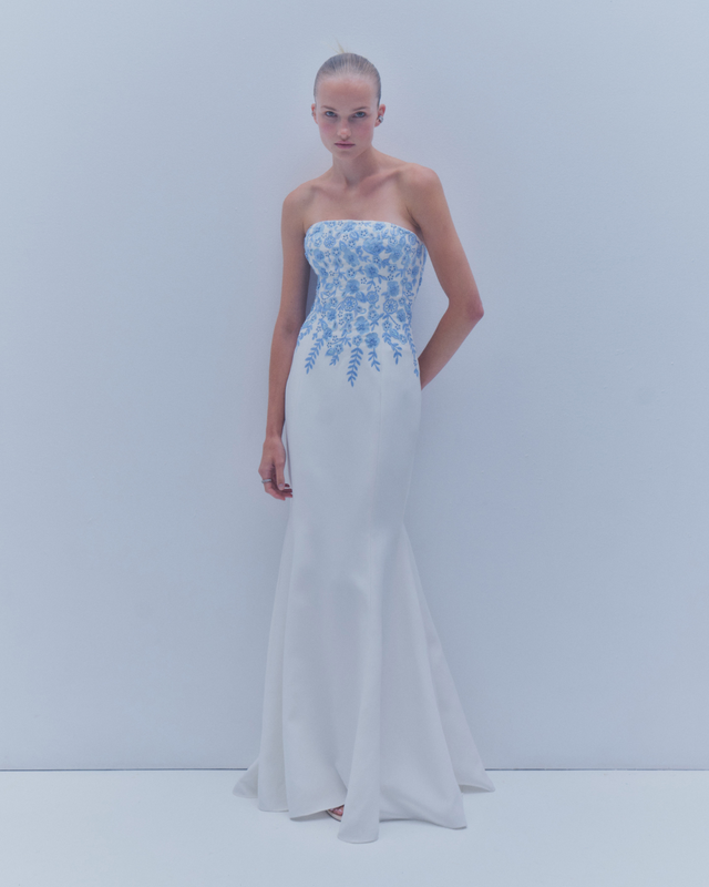 SS26 couture gown with refined tailoring and soft drape by Danarys New York