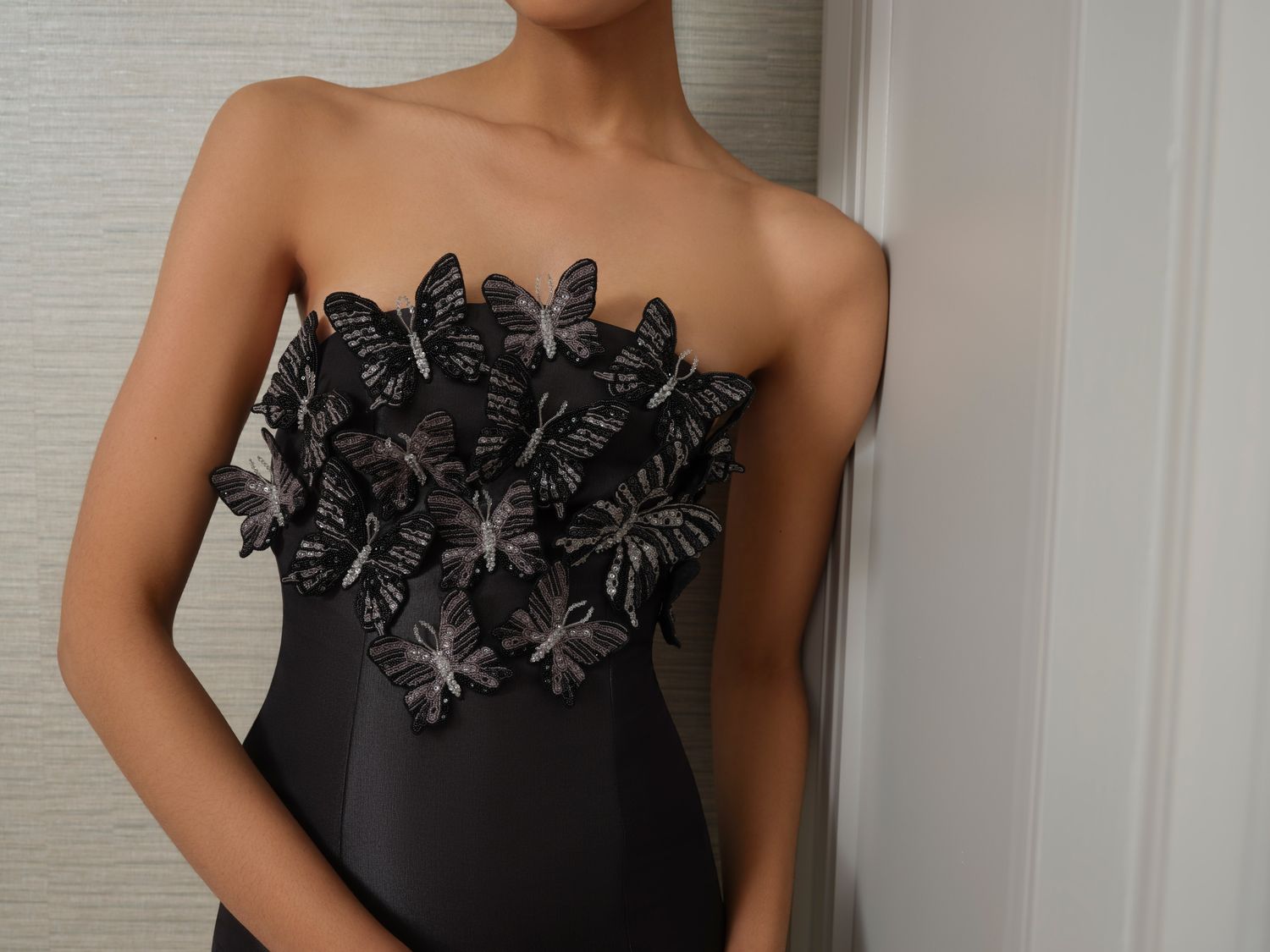 raven in black dress Raven Queen Black Iridescent Feather Couture Mermaid Gothic Wedding Gown