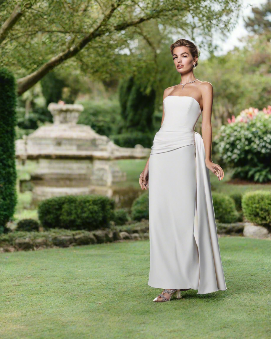 greta maxi dress beige Greta Gown | Classic Strapless Draped